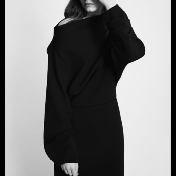 SOLD OUT NWT ZARA AW21 BLACK KNIT DRESS WITH RUCHING (6873) - Picture 5 of 10